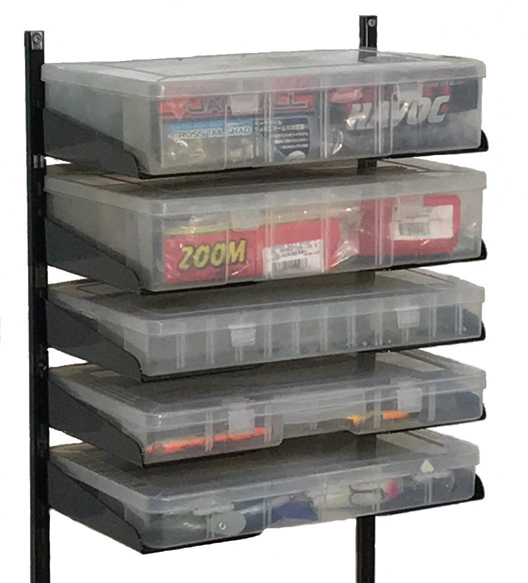 Tray – Tackle Box Shelves (Five Trays) Special note: Hat, Tackle Boxes,  Fishing Rod & Reel Combo's, Picture and Frame, and Bass Replica are not  included in this sale. – Fishing Man Cave
